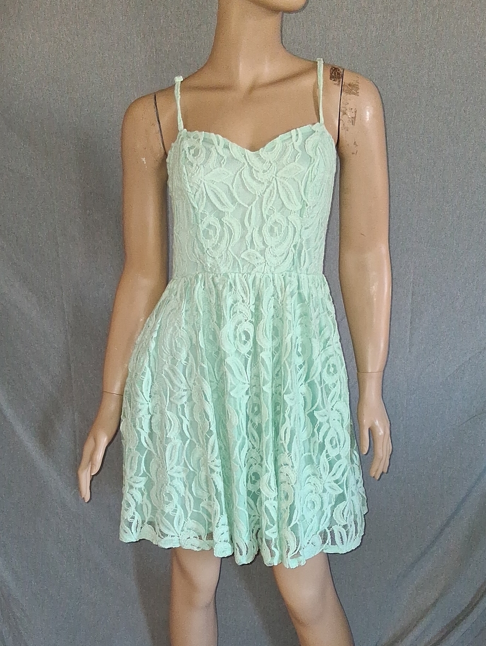 Fire Los Angeles Mint Green Lace Midi Dress